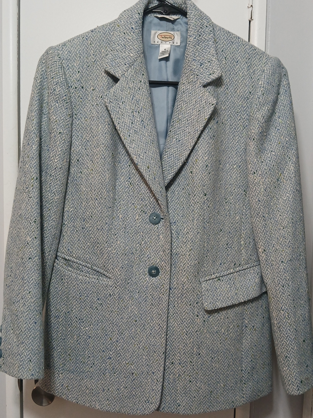 Talbots Light Blue Tweed Two-Button Women's Blazer
